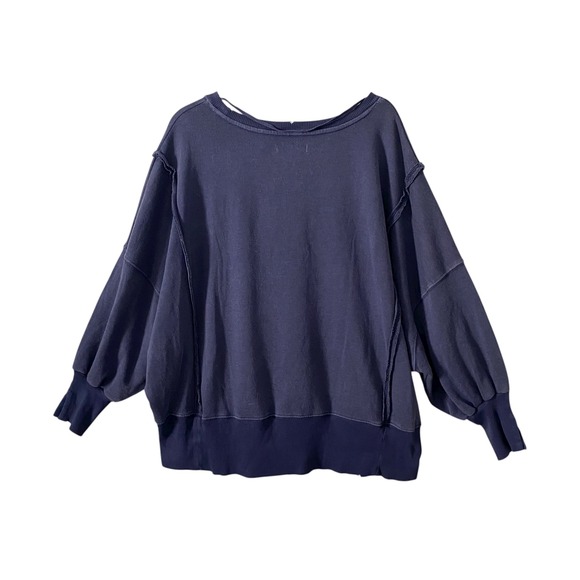 We The Free Blue Number 13 (T Swift) Camden Oversized Distressed Sweatshirt XS - Picture 2 of 7